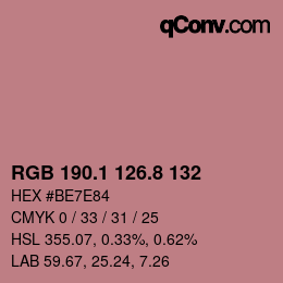 カラーコード: RGB 190.1 126.8 132 | qconv.com