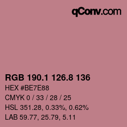 カラーコード: RGB 190.1 126.8 136 | qconv.com