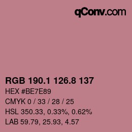 カラーコード: RGB 190.1 126.8 137 | qconv.com