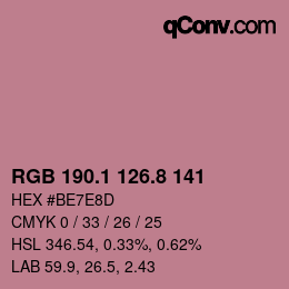 カラーコード: RGB 190.1 126.8 141 | qconv.com