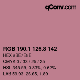 カラーコード: RGB 190.1 126.8 142 | qconv.com