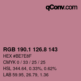Color code: RGB 190.1 126.8 143 | qconv.com