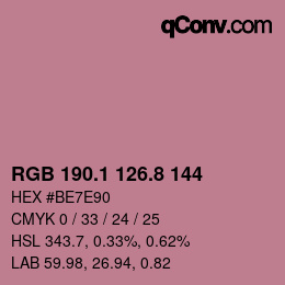カラーコード: RGB 190.1 126.8 144 | qconv.com