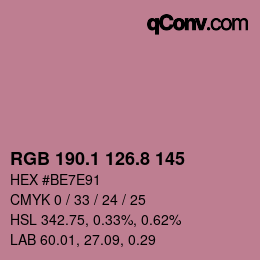 カラーコード: RGB 190.1 126.8 145 | qconv.com