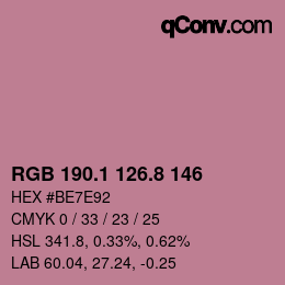 カラーコード: RGB 190.1 126.8 146 | qconv.com