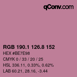 カラーコード: RGB 190.1 126.8 152 | qconv.com