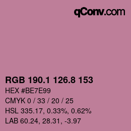 Color code: RGB 190.1 126.8 153 | qconv.com