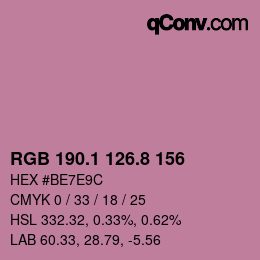 カラーコード: RGB 190.1 126.8 156 | qconv.com