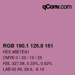 カラーコード: RGB 190.1 126.8 161 | qconv.com