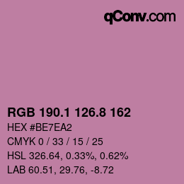 カラーコード: RGB 190.1 126.8 162 | qconv.com