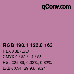 カラーコード: RGB 190.1 126.8 163 | qconv.com