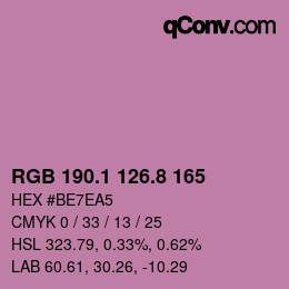 カラーコード: RGB 190.1 126.8 165 | qconv.com