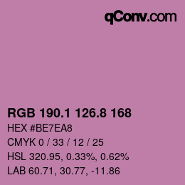 カラーコード: RGB 190.1 126.8 168 | qconv.com