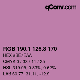 カラーコード: RGB 190.1 126.8 170 | qconv.com