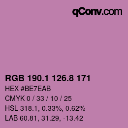 カラーコード: RGB 190.1 126.8 171 | qconv.com