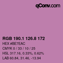 カラーコード: RGB 190.1 126.8 172 | qconv.com