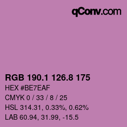 カラーコード: RGB 190.1 126.8 175 | qconv.com