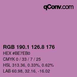 カラーコード: RGB 190.1 126.8 176 | qconv.com