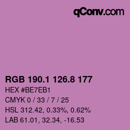 カラーコード: RGB 190.1 126.8 177 | qconv.com