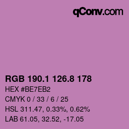 カラーコード: RGB 190.1 126.8 178 | qconv.com