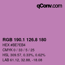 カラーコード: RGB 190.1 126.8 180 | qconv.com