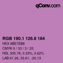 カラーコード: RGB 190.1 126.8 184 | qconv.com