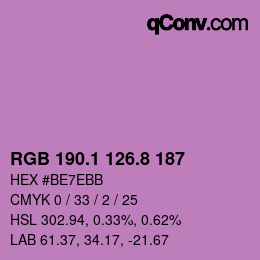 カラーコード: RGB 190.1 126.8 187 | qconv.com