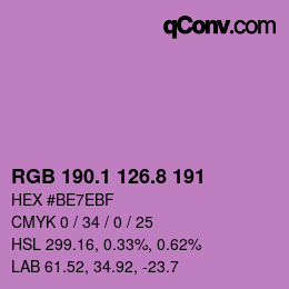 カラーコード: RGB 190.1 126.8 191 | qconv.com