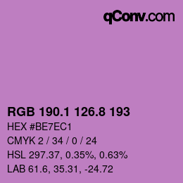 カラーコード: RGB 190.1 126.8 193 | qconv.com