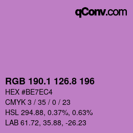 カラーコード: RGB 190.1 126.8 196 | qconv.com
