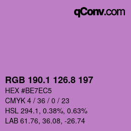カラーコード: RGB 190.1 126.8 197 | qconv.com