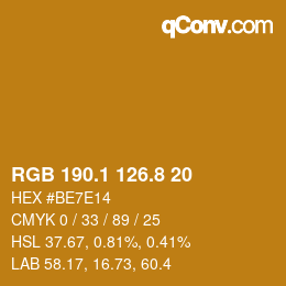 Color code: RGB 190.1 126.8 20 | qconv.com