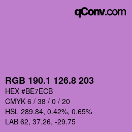 カラーコード: RGB 190.1 126.8 203 | qconv.com