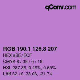 カラーコード: RGB 190.1 126.8 207 | qconv.com