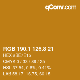 Color code: RGB 190.1 126.8 21 | qconv.com