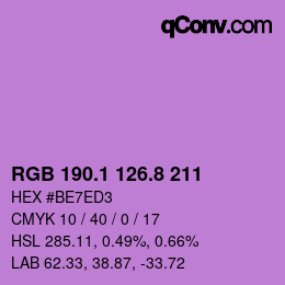 カラーコード: RGB 190.1 126.8 211 | qconv.com