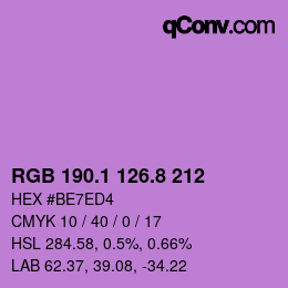 カラーコード: RGB 190.1 126.8 212 | qconv.com