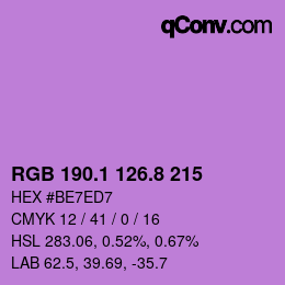 カラーコード: RGB 190.1 126.8 215 | qconv.com