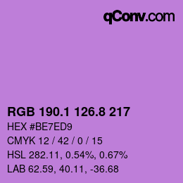 カラーコード: RGB 190.1 126.8 217 | qconv.com