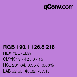 カラーコード: RGB 190.1 126.8 218 | qconv.com