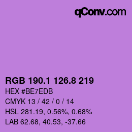 カラーコード: RGB 190.1 126.8 219 | qconv.com