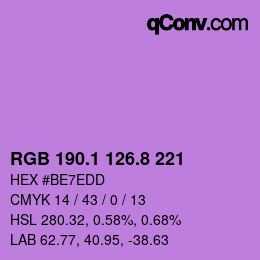 カラーコード: RGB 190.1 126.8 221 | qconv.com