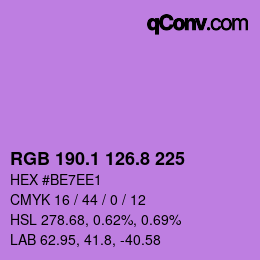 カラーコード: RGB 190.1 126.8 225 | qconv.com