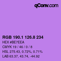 カラーコード: RGB 190.1 126.8 234 | qconv.com