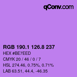 カラーコード: RGB 190.1 126.8 237 | qconv.com