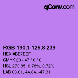 カラーコード: RGB 190.1 126.8 239 | qconv.com