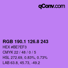 カラーコード: RGB 190.1 126.8 243 | qconv.com