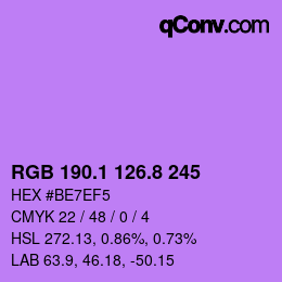カラーコード: RGB 190.1 126.8 245 | qconv.com