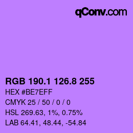 カラーコード: RGB 190.1 126.8 255 | qconv.com