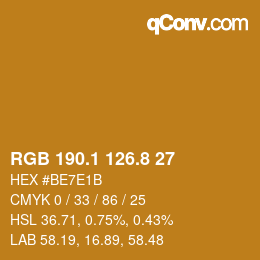 カラーコード: RGB 190.1 126.8 27 | qconv.com